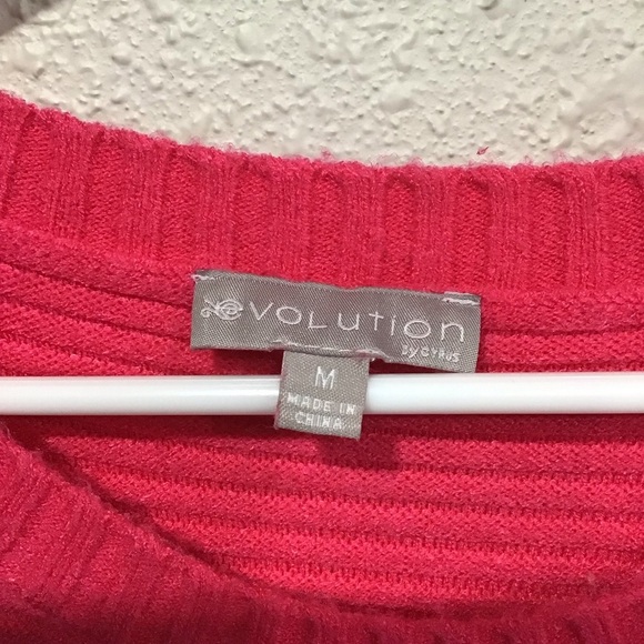 Evolution by Cyrus Pink Ribbed Knit Crewneck Sweater Women’s M Barbiecore Soft - Picture 2 of 4